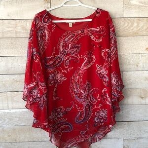 Dana Buchman sheer paisley layered blouse